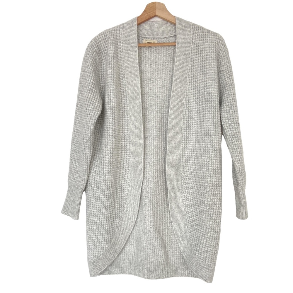 JESSICA SIMPSON *NEW* LIGHT GREY LONG OPEN SOFT LONG CARDIGAN, CURVED FRONT, XS